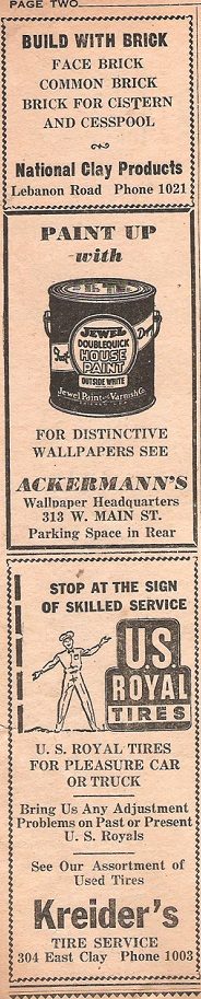 An old ad from the Collinsville Herald, Collinsville IL